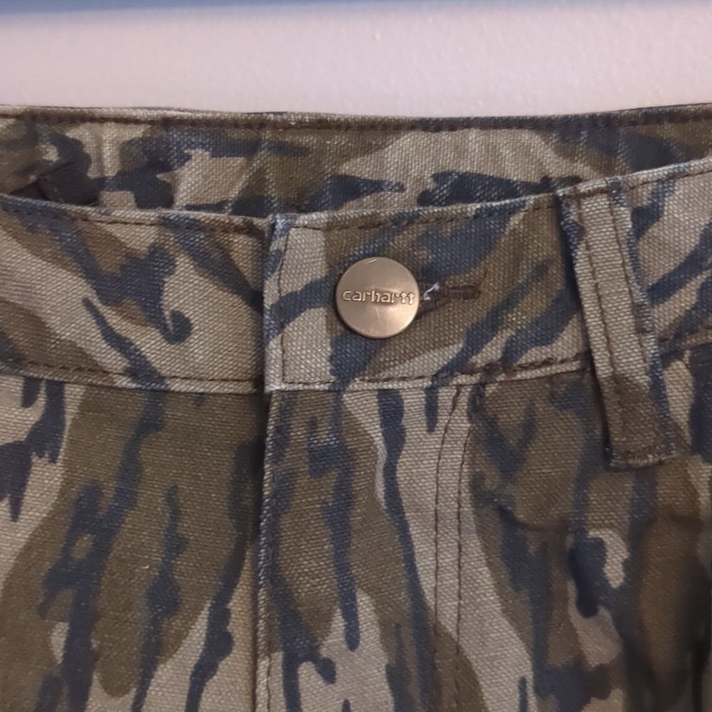 Carhartt Boys Bottomland Camo Green Black Cargo Carpenter Pants - Size 8 - Picture 6 of 13